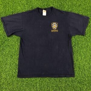 Men’s Navy Embroidered NYPD Badge Graphic Tee